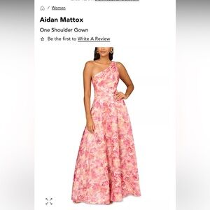 Aidan Mattox Pink Floral One Shoulder Gown